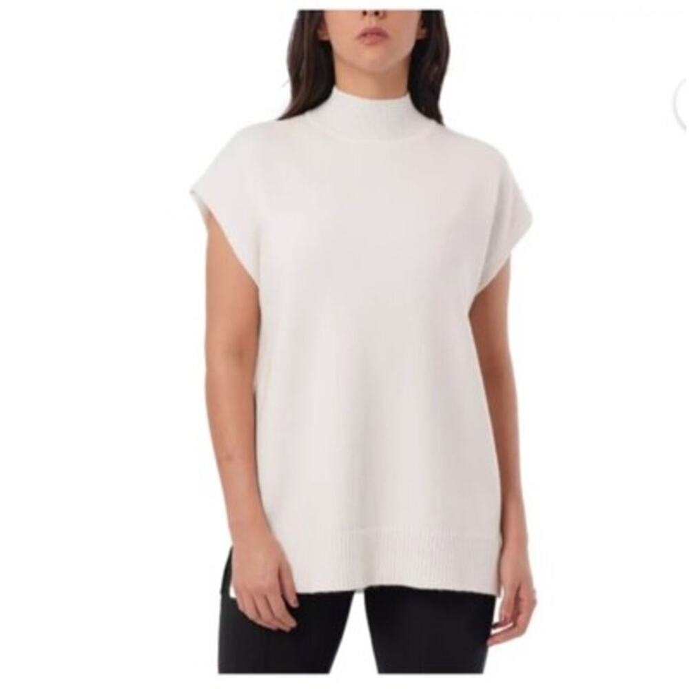NWT Cyrus L large sweater vest high neck white old money knit textured preppy